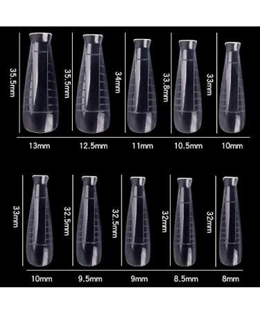 100Pcs Clear Gel Nail Shape Acrylic Nail Dual System Shapes T-Curve Nail Shape 10 Sizes for Poly Builder Gel Quick Building Tools Mold - Buy Online on GoSupps.com