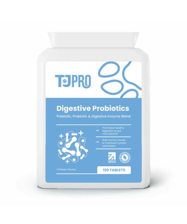 TJ Pro Digestive Probiotics for Dogs with Sensitive Stomachs Wind & Skin Issues | Prebiotic Probiotic & Digestitive Enzymes for Improved Gut Health | Made in the UK with Human Grade Ingredients