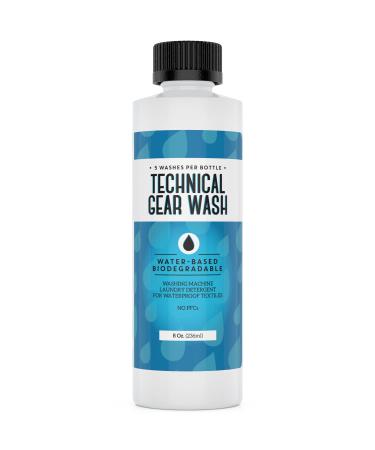 5 Loads Technical Gear Wash Performance Detergent for Renewed Clothing Appearance - Concentrated & Safe Jacket Detergent to Maintain DWR Gear - Water Repellent Wash for Clothing - USA Made - 8 oz