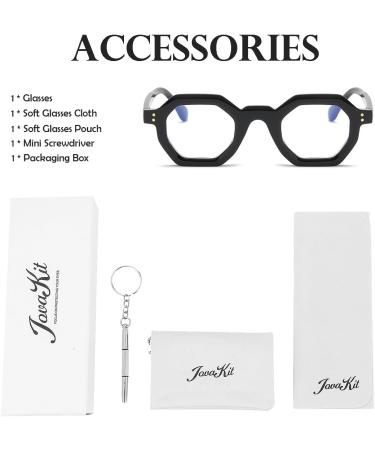 JOVAKIT Retro Octagon Frame Glasses - Vintage Non-Prescription Clear Lens Eyeglasses for Men & Women - Anti-Blue Light Lens - 44mm Black - Buy Online on GoSupps.com