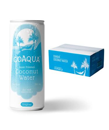 CoAqua | Super Premium | Coconut Water | Naturally sweet | No Fat | Low Sugar | Potassium | Not from concentrate | 8.4 Fl Oz | Aluminum cans | 24 count (Pack of 24) 8.4 Fl Oz (Pack of 24)