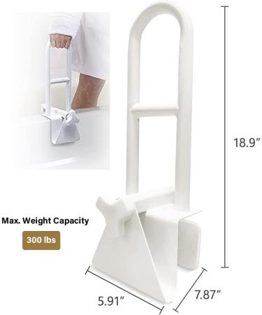 UNLICON Medical Adjustable Bathtub Safety Rail - White Grab Bars for Seniors and Elderly - Buy Online on GoSupps.com