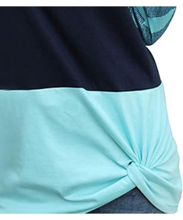 Bigfanshu in Women's Clothing Fashion O-Neck Stripe Splicing Long Sleeve Tie Sweater Casual Blouse Tops Blue - Buy Online on GoSupps.com