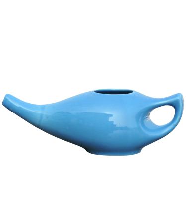Ceramic Neti Pot for Nasal Cleansing with 5 Sachets of Neti Salt | Compact and Travel-Friendly Design | Natural Remedy for Infection Sinus and Congestion (Blue)