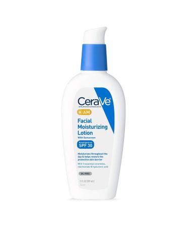 CeraVe AM Facial Moisturizing Lotion SPF 30 | Hydrating, Lightweight & Sun Protection - 3 fl oz - Buy Online on GoSupps.com