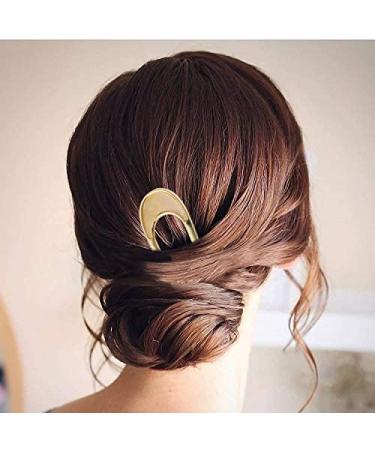 Vintage U-Shaped Hair Pins 2PCS - Style 1 C.Gold Color | French Hair Sticks for Chignon Hairstyles - Buy Online on GoSupps.com