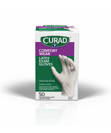 CURAD Comfort Wear Latex Exam Gloves 1 Box (50 Count) - Buy Online on GoSupps.com