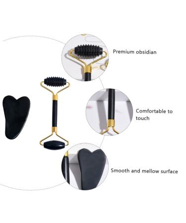 FRCOLOR 2pcs Obsidian Facial Massage Roller Set for Women - Boost Skin Health & Glow - Buy Online on GoSupps.com