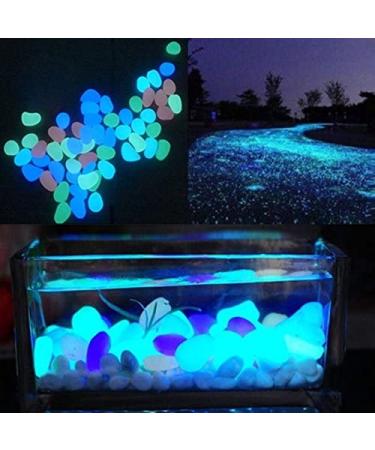Glow Blue Fish Tank Rocks - 100pcs Glow in The Dark Pebbles for Aquarium, Garden, Plant Pots & Walkways - Buy Online on GoSupps.com