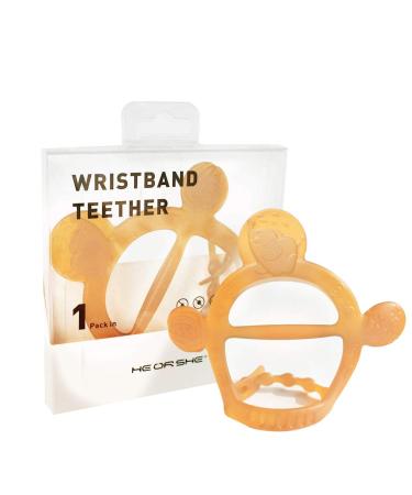 HEORSHE Baby Teething Toy - Silicone Adjustable Wristband Chew Toy for Babies 0-12 Months - Brown - Buy Online on GoSupps.com