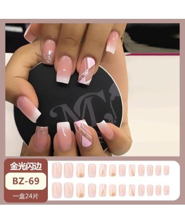 24Pcs/Set Press On Nails Mid Length Pink Gradient Plaid Pattern False Nails Acrylic Fake Nails Full Cover Nails Tips Artificial Finger Manicure Press on nails for Women and Girls - Buy Online on GoSupps.com