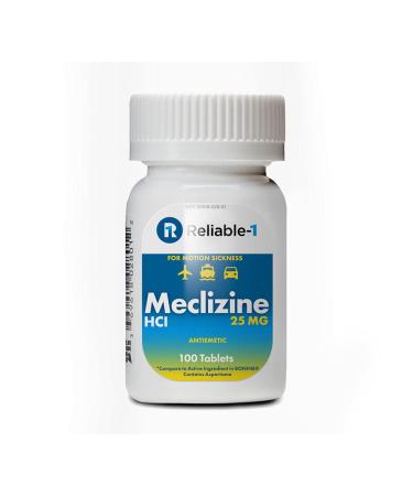 RELIABLE 1 LABORATORIES Meclizine HCL 25mg 100 Tablets (1 Bottle)