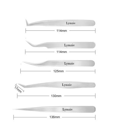 Volume Lash Extension Tweezers Set - 5PCS Stainless Steel for Easy Fans - Silver - Buy Online on GoSupps.com