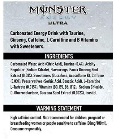 Monster - Energy Ultra - Energy Drink - 12 packs - 500 ml per pack - Energy Booster - Less sweet - Lighter in taste - No calories - High in caffeine - Buy Online on GoSupps.com