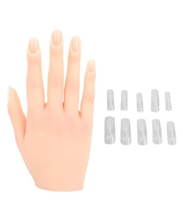 Flexible Silicone Nail Practice Hand with Thickened Nail Bed Dust Insert Nail for Manicure Display and Acupuncture Practice (Right Hand)