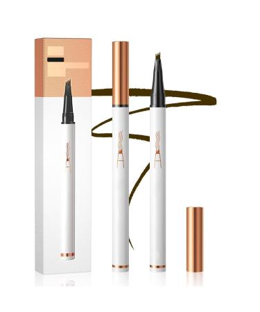 Eyebrow Microblading Pen 2024 Upgrade Magic Eyebrow Pencil 3D Waterproof Microblading Eyebrow Pencil Contouring Pen 4-Tip Eyebrow Pencil for Natural Eyeliner Makeup (Dark Brown)