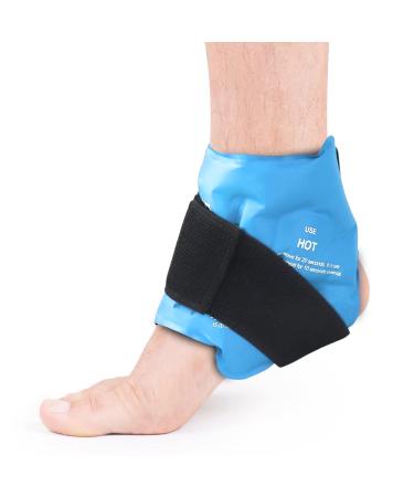 Newgo ankle ice bag for pain relief reusable hot cold therapy gel ice cold for foot injuries ankle swelling sprains after operations (pale blue) light blue