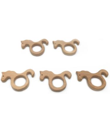 Wendysun 3pcs Hippocampus Shaped Wood Teether Set - Natural Baby Teething Toy - Buy Online on GoSupps.com