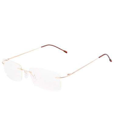 SHINU Rimless Titanium Frame Blue Light Filter Computer Glasses Lightweight Eyeglasses for Men Women-ANB1024 C2 Gold