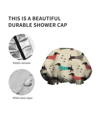 Nicokee Double Waterproof Bathing Shower Cap - Dachshunds Clothes Dog Footprint Cartoon Cute Heart Design - Reusable Fashion Hat for Women - Perfect for Beauty, Bath, Spa, Home, Hotel, and Travel Use - 10.6 x 10.6 Inches - Buy Online on GoSupps.com