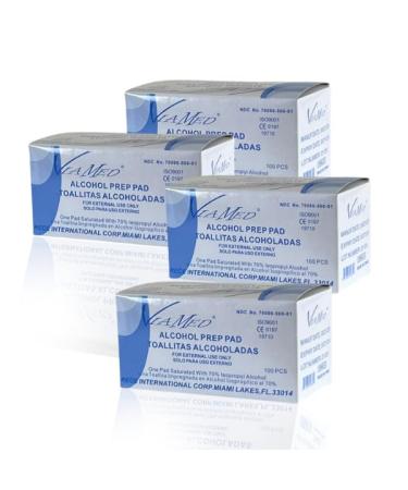 Prep Pads (Pack of 4 Boxes) | 400 Pieces of Medium Isopropyl Alcohol Wipes Individually Wrapped | First Aid Alcohol Swabs for Cuts & Scrapes | Medical Alcohol Pads for General Cleansing.Viamed