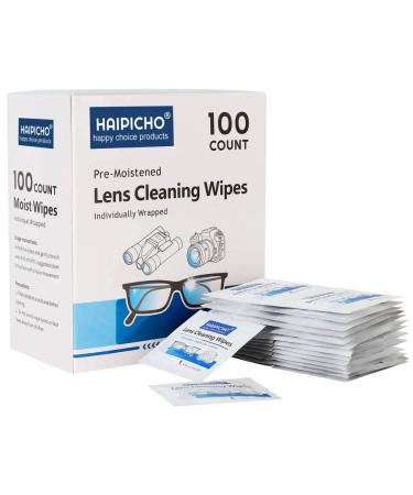 Lens Cleaning Wipes, Individually Wrapped and Pre-Moistened, Safe for All Eyeglasses and Screens (100 Count)
