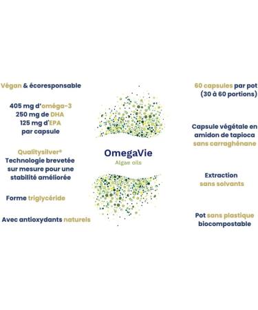  Orin Nutrition OmegaVie Vegan Vegan Omega 3 Seaweed Oil Rich in DHA & EPA Origin France (Brittany) Patented Qualitysilver TotOx 4 60 Capsules without Carrageenans Made in France Orin Nutrition - Buy Online on GoSupps.com