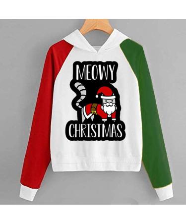 Bigfanshu Woman Code Fashion Christmas Sweater Print Hooded Round Collar Long Sleeves Tops - Buy Online on GoSupps.com