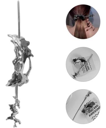 LALAFINA Hairpin French Hair Pin Headpiece for Women Hair Sticks for Women Bridal Hair Stick for Ponytail Hair Barrettes for Women Hair Bun Pin Metal Women's Chopsticks Silver - Buy Online on GoSupps.com