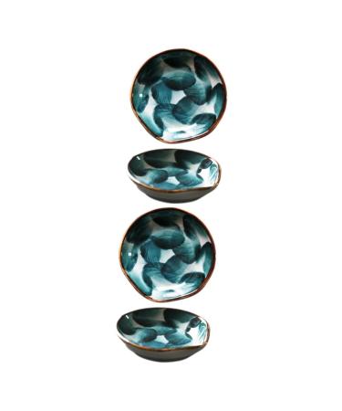 Zerodeko 4 Pcs Vinegar Dish Sushi Platter Dessert Plate Mini Sushi Dipping Bowls Ceramic Dipping Sauce Dishes Rice Bowls Japanese Plates Wasabi Dish Flatware Appetizer Plate Soy Sauce Child 9x2cmx2pcs As Shownx2pcs
