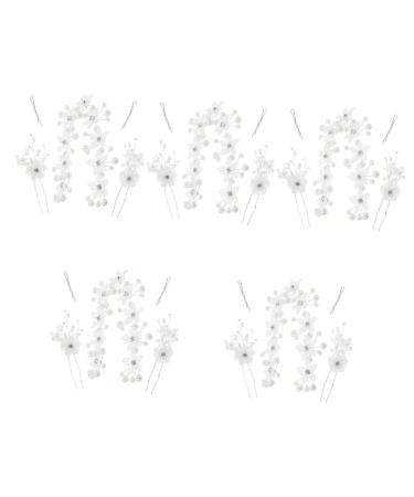 MAGICLULU 5 Sets Pearl Headband Hairpin Wedding Hair Clips for Brides Hair Vine Accessories Silver Hair Clips Hair Clip for Wedding Womens Hair Clips Alloy Acrylic Bridesmaid Soft Chain