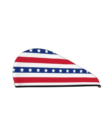 American Patriotic Stars and Stripes Microfiber Hair Towel Soft Super Absorbent Hair Towel Wrap for Women Coral Velvet Quick Dry Hair Cap for Long Curly and Thick Hair