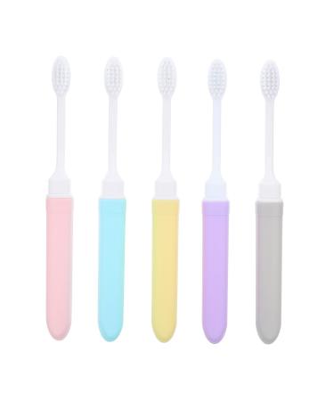 Ultechnovo 5st trip toothbrush collapsible travel toothbrush toothbrush in travel sizes toothbrush case for traveling toothbrush set camping artificial fiber oral care pregnant woman