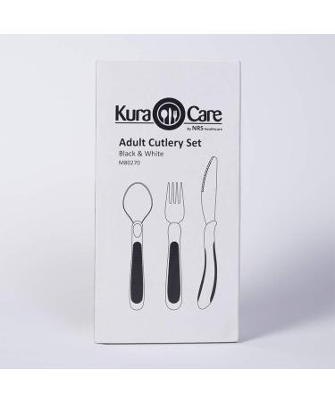 NRS Healthcare Kura Care Adult Cutlery Set - Easy Grip, Black & White - Single - Buy Online on GoSupps.com