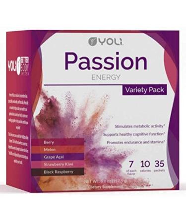 Yoli Passion Energy Drink Variety Pack - Sugar Free - Sweetwened with Stevia - Long Lasting Healthy Energy Without Jitters Variety - 30 Packets