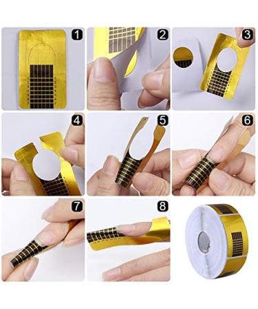 Profico Wide Nail Stencil - Self-Adhesive Modeling Template for Gel & Acrylic Nail Extensions (100 Gold Pieces) - International Shipping - Buy Online on GoSupps.com