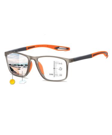 Photochromic Reading Glasses for Men Women Multifocal Blue Light Blocking Readers Anti Glare Computer Glasses(Couleur:Orange Grandeur:2.5x)