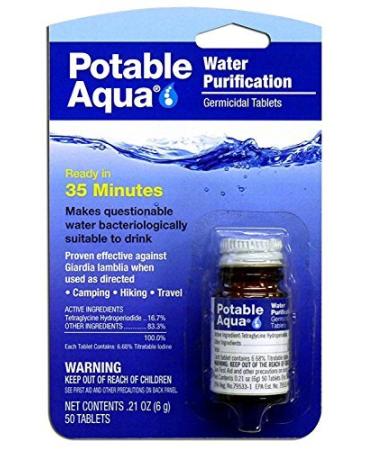 Potable Aqua Water Purification Germicidal Tablets - for Hiking, Camping, and Emergency Drinking Water (3.Pack)