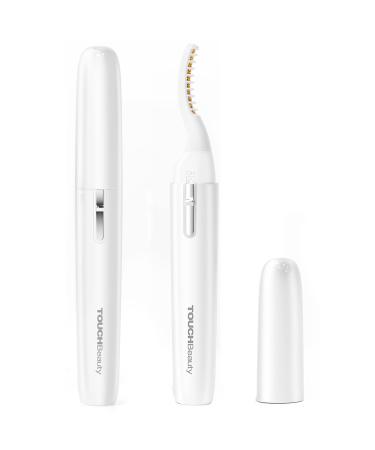 TOUCHBeauty Heated Eyelash Curler Electric Eyelash Curler Double Heating Wires Wand-Shaped Tip Temperature Sensor Fast Heat Curled Lasting for Eye Beauty Makeup White
