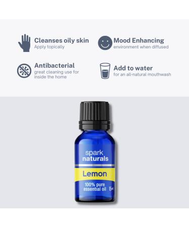 Lemon Essential Oil 15ml - 100% Pure Organic & Undiluted - Spark Naturals - Therapeutic Grade for Aromatherapy & Diffusers - Buy Online on GoSupps.com
