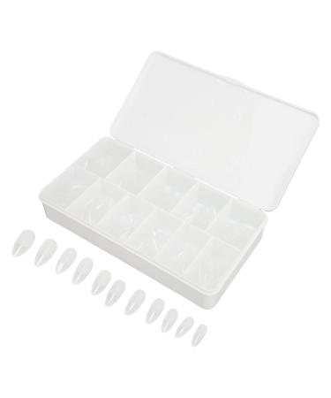 Half Frosted Fake Nail 550 False Nails Carve Free Grinding Long Fake Nails Ultra Thin Lightweight for Nail Salon (Almond)