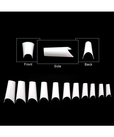 Buy 550 Pieces White Acrylic False Nail Tips - C Curve Shape Half Cover 11 Sizes for Women | International Shipping Available - Buy Online on GoSupps.com