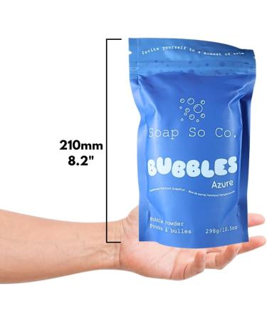 Soap So Co. Bubble Bath Powder Azure - Sandalwood Patchouli and Grapefruit Scent | Long-lasting Bubbles | Vegan | Paraben free | Phthalate free | Cruelty free | Made in Canada | 298g - Buy Online on GoSupps.com