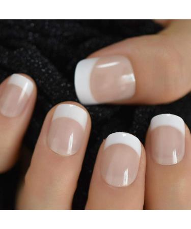 Buy Hujl Short White French Artificial Nails - Easy Press-On Fake Nails for Home & Office - International Shipping - Buy Online on GoSupps.com