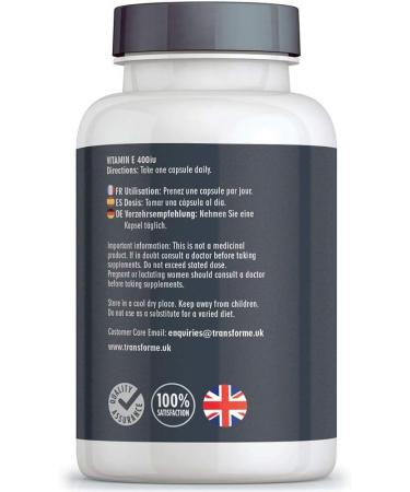 Transforme Vitamin E Capsules 400IU 180 Softgels | Skin, Eyes & Immune Support | Gluten-Free | UK Made | 6 Month Supply - Buy Online on GoSupps.com