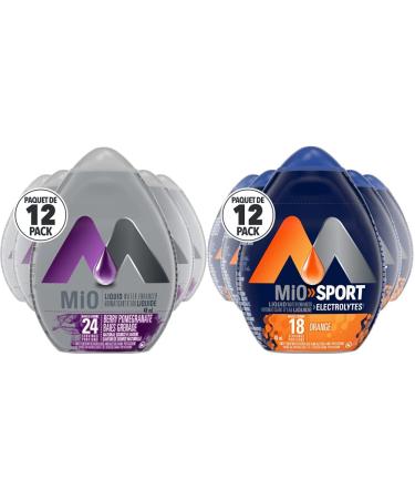 Mio Liquid Water Enhancer Berry Pomegranate 48 ml (Pack of 12) & MiO Sport Liquid Water Enhancer Orange 48mL (Pack of 12)