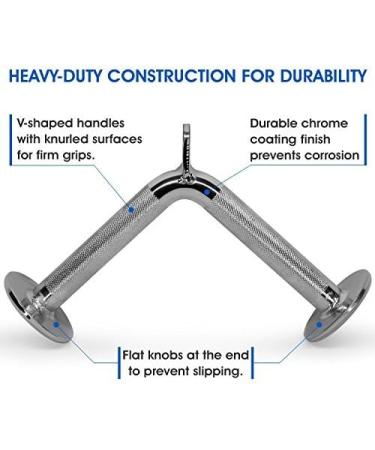 Yes4All LAT Pull Down Cable Attachment Tricep Press Down V-Bar Diamond Knurl Handle - Chrome - Buy Online on GoSupps.com