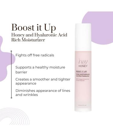 Hey Honey Skincare Boost It Up Moisturizer with Honey Extract & Hyaluronic Acid - 1.7 Oz | Targets Aging Signs, Cruelty-Free & Paraben-Free - Buy Online on GoSupps.com