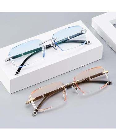 Buy GHARAZ Fashionable Diamond Cut Edge Frameless Reading Glasses - Anti-Blue Light for Men & Women (Blue Size: 0.5+) - Stylish & Comfortable Eye Protection - Buy Online on GoSupps.com