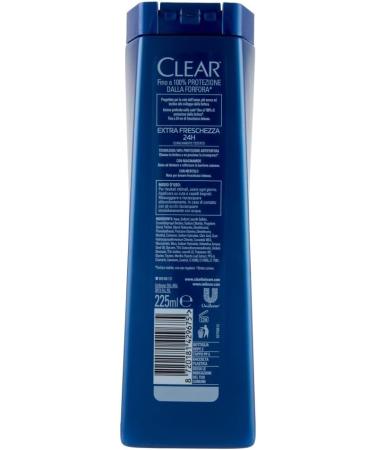 Clear Extra Freschezza 24H Men's Shampoo for All Hair and Scalp Types - Extra Fresh Shampoo 3 x 225 ml + Italian Gourmet Polpa 400 g - Buy Online on GoSupps.com